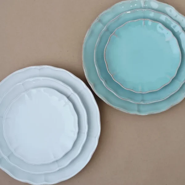 Alentejo Dinnerware Set, 30 Pieces by Costa Nova - White & Turquoise - Orpheu Decor