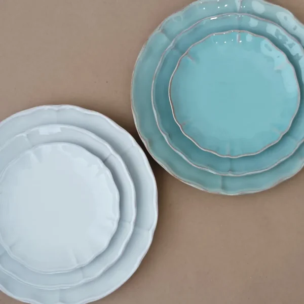 Alentejo Plates, 18 Pieces Set by Costa Nova - Turquoise & White