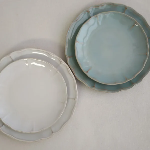 Alentejo Plates, 3 Pieces Set by Costa Nova - Turquoise & White - Orpheu Decor