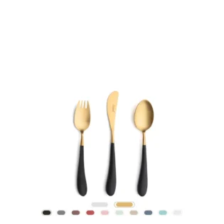 Ensemble de Couverts Alice, 3 Pièces by Cutipol - Doré brossé, Noir