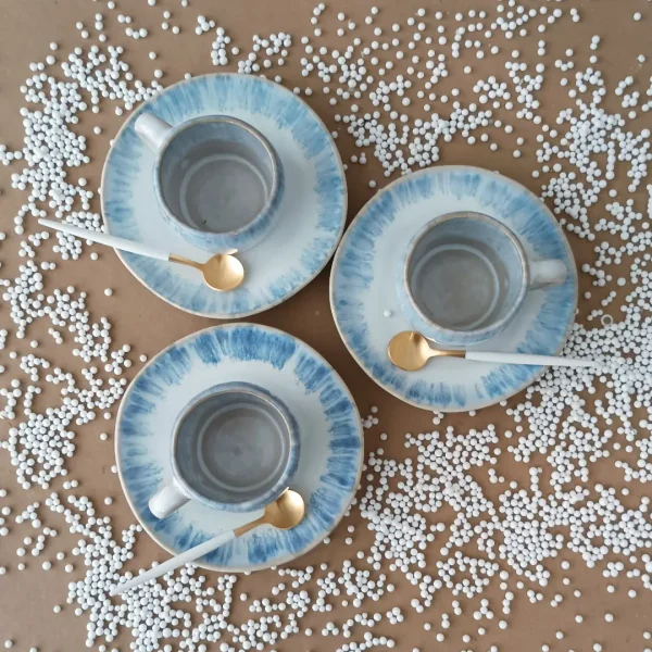 Brisa Coffee Cup & Saucer, 0.07 L by Costa Nova - Ria Blue - LNCS03-02621B - Orpheu Decor