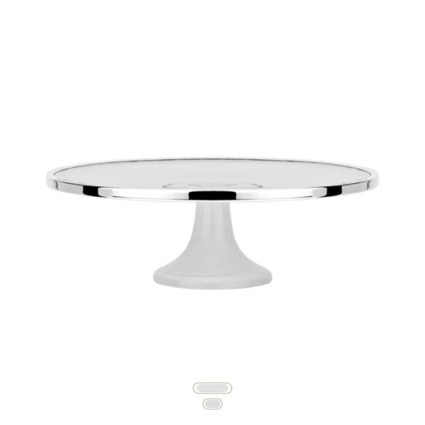 Cake Plate Mist, 33 cm by Topázio - Polished Steel, Silver Plated