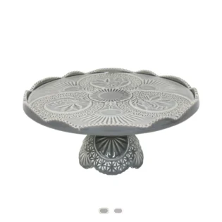 Cristal Footed Plate, 30 cm by Costa Nova - Grey Craquelée