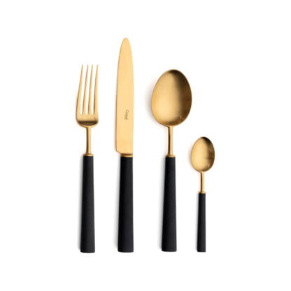 CUTIPOL - Ebony Cutlery Set, 24 Pieces - Matte Gold, Black