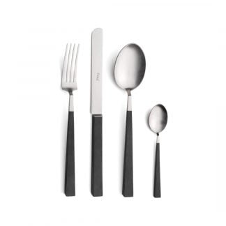 CUTIPOL - Kube Cutlery Set, 24 Pieces - Matte, Black