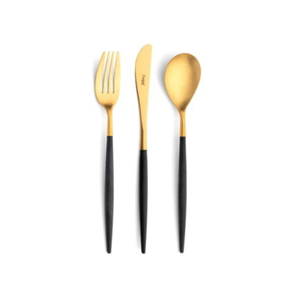 CUTIPOL - Mio Cutlery Set, 3 Pieces - Matte Gold, Black
