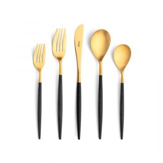 CUTIPOL - Mio Cutlery Set, 5 Pieces - Matte Gold, Black