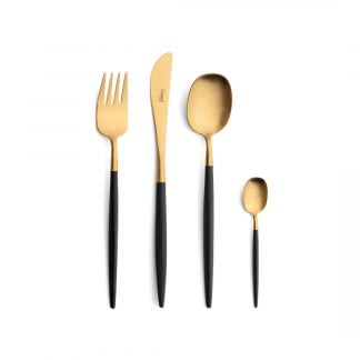 CUTIPOL - Nau Cutlery Set, 24 Pieces - Matte Gold, Black