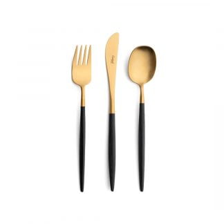 CUTIPOL - Nau Cutlery Set, 3 Pieces - Matte Gold, Black