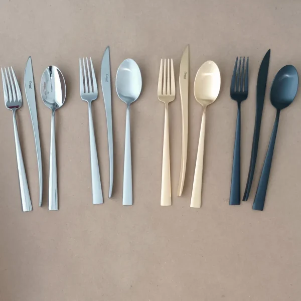 Duna Cutlery Set, 5 Pieces by Cutipol - Polished Steel, Matte, Matte Gold & Matte Black - Orpheu Decor
