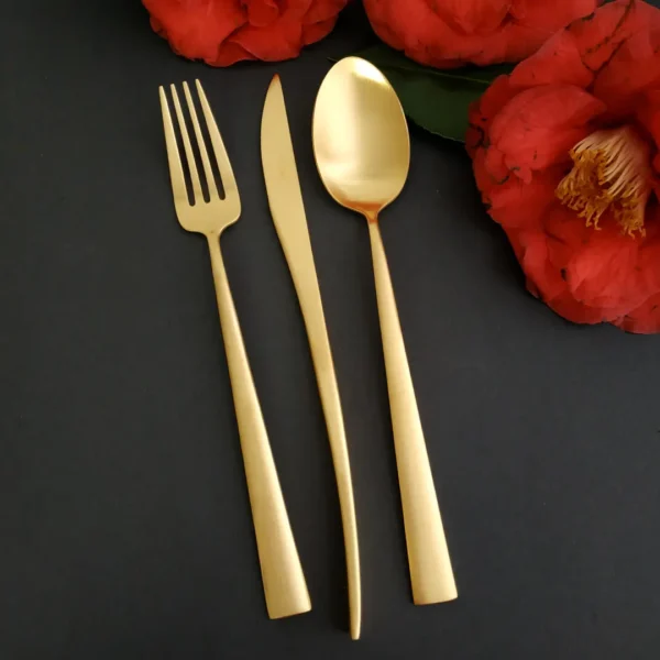 Duna Dinner Fork by Cutipol - Matte Gold - DU.04 GB - Orpheu Decor