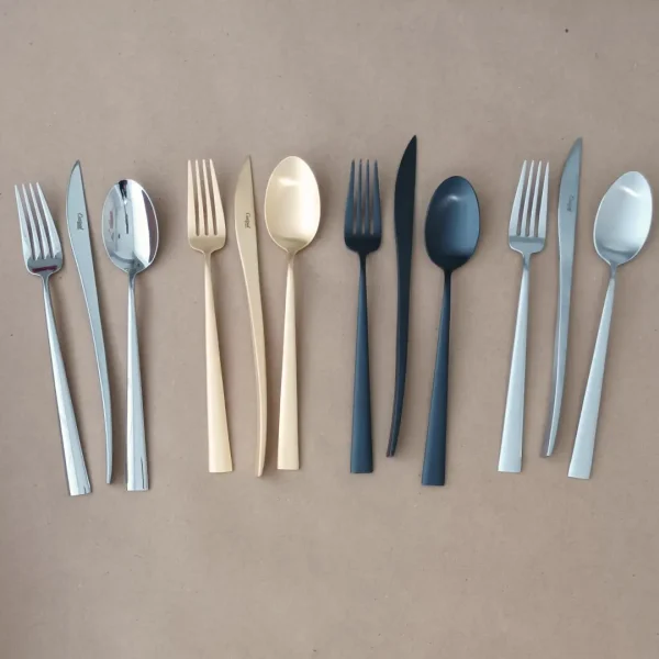 Duna Dinner Fork by Cutipol - Polished Steel, Matte, Matte Gold & Matte Black - Orpheu Decor