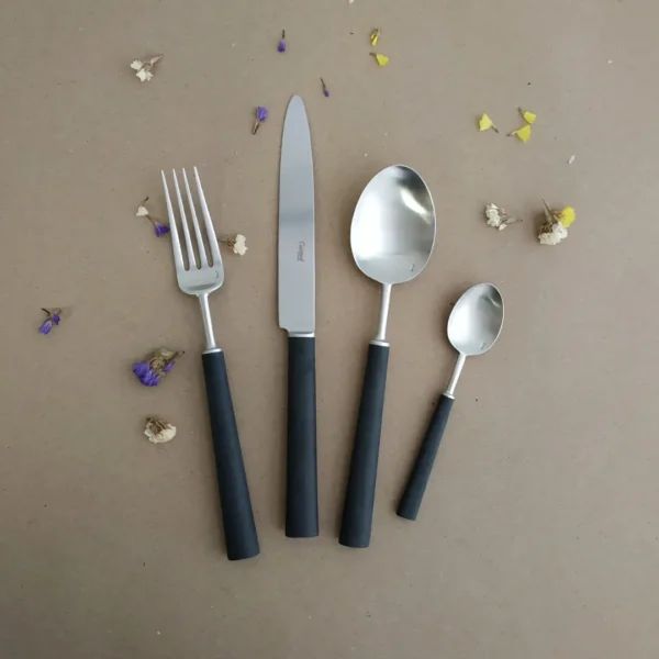 Ebony Cutlery Set, 24 Pieces by Cutipol - Matte, Black - EB.006 - Orpheu Decor
