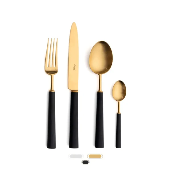 Ebony Cutlery Set, 24 Pieces by Cutipol - Matte Gold, Black
