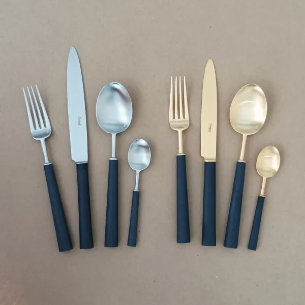 Ebony Cutlery Set, 24 Pieces by Cutipol - Matte & Matte Gold, Black - Orpheu Decor