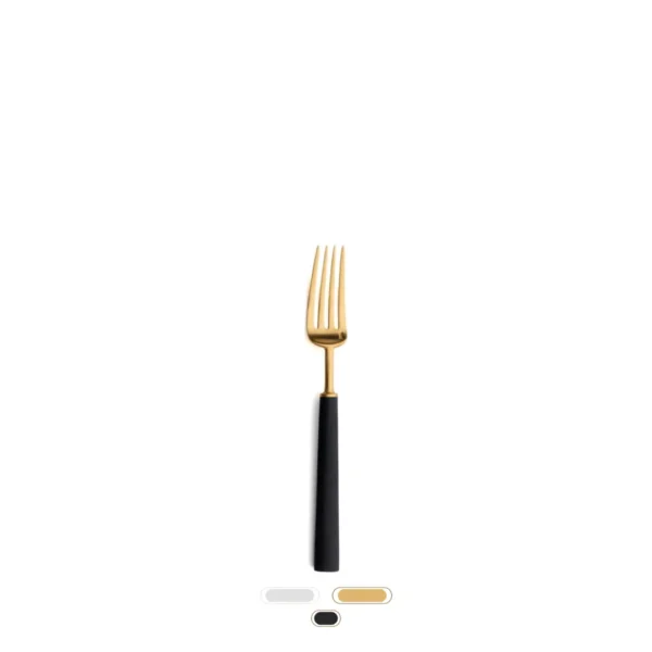 Ebony Dessert Fork by Cutipol - Matte Gold, Black
