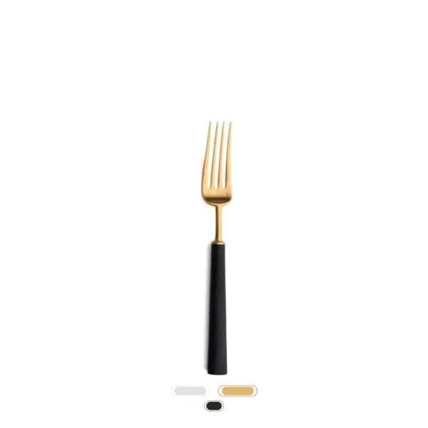 Ebony Dinner Fork by Cutipol - Matte Gold, Black