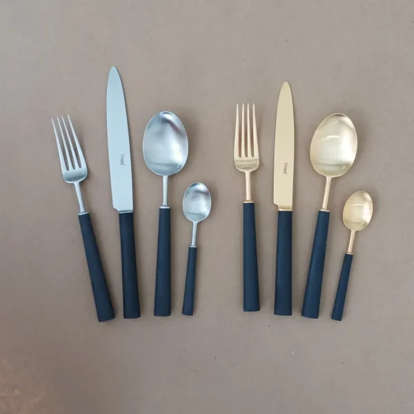 Ebony Dinner Fork by Cutipol - Matte & Matte Gold, Black  -Orpheu Decor