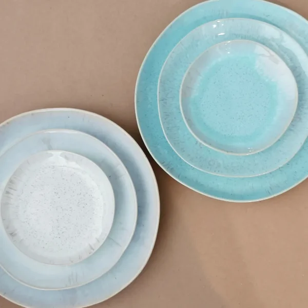 Eivissa Plates, 18 Pieces Set by Casafina - Sea Blue & Sand Beige - Orpheu Decor