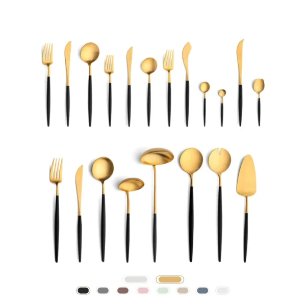 Goa Cutlery Set, 130 Pieces by Cutipol - Matte Gold, Black