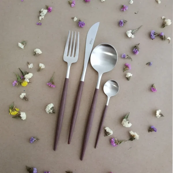 Goa Cutlery Set, 24 Pieces by Cutipol - Matte, Brown - GO.006-B - Orpheu Decor