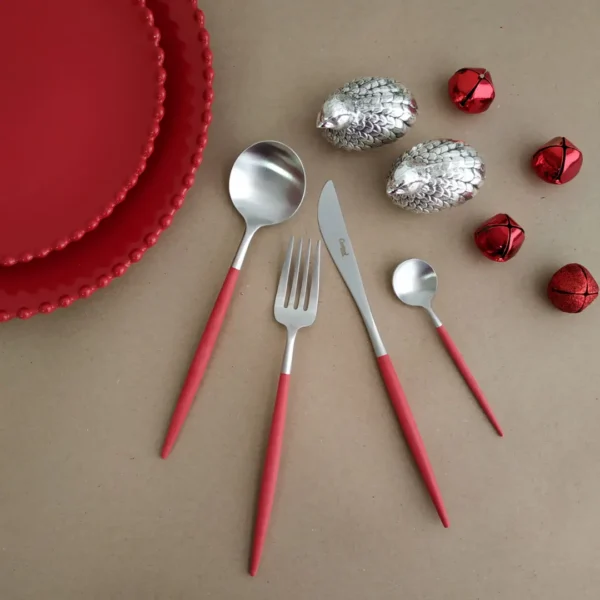 Goa Cutlery Set, 24 Pieces by Cutipol - Matte, Red - GO.006-R - Orpheu Decor