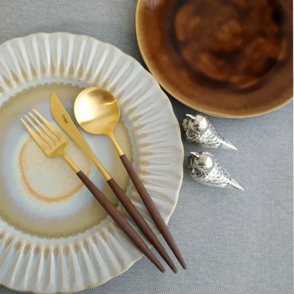 CUTIPOL - Goa Cutlery Set, 3 Pieces - Matte Gold, Bown