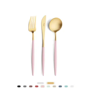 Goa Cutlery Set, 3 Pieces by Cutipol - Matte Gold, Pink