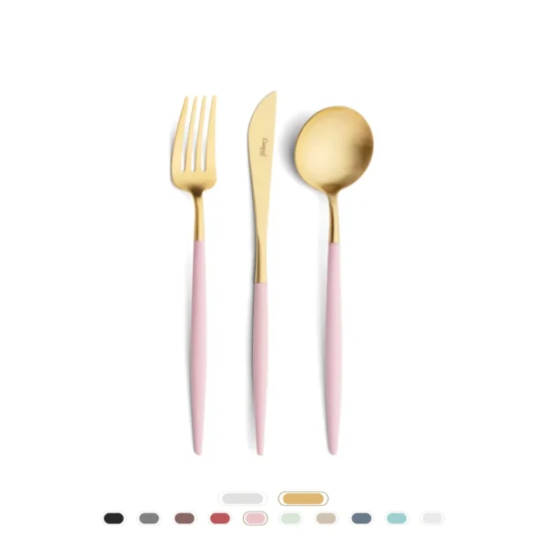 Goa Cutlery Set, 3 Pieces by Cutipol - Matte Gold, Pink