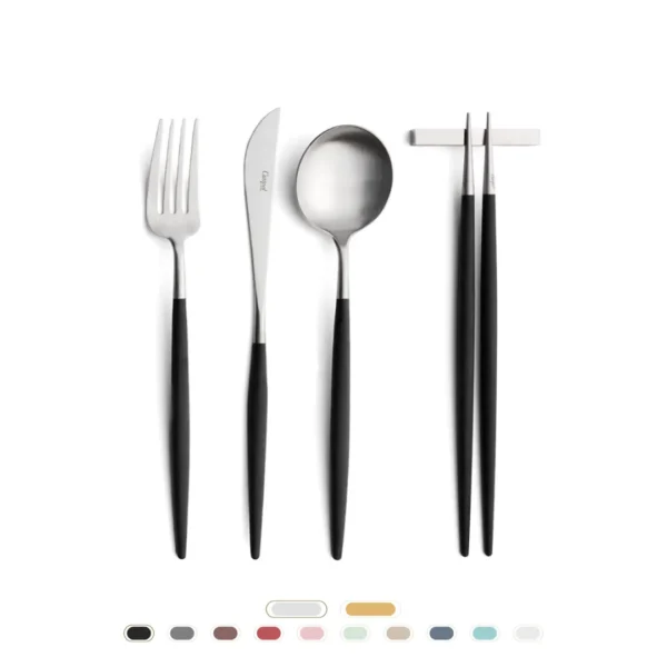 Goa Cutlery Set, 3 Pieces + Chopsticks by Cutipol - Matte, Black