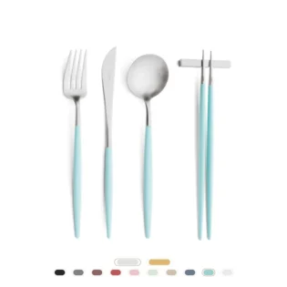 Goa Cutlery Set, 3 Pieces + Chopsticks by Cutipol - Matte, Turquoise