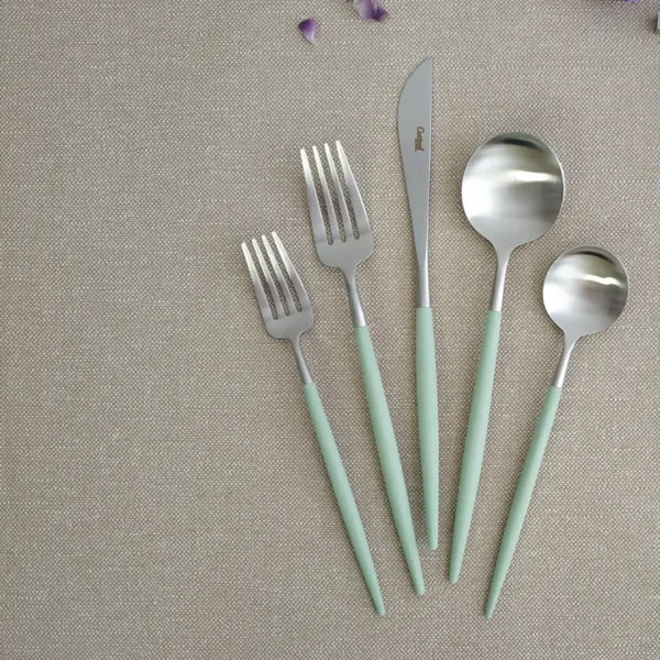 Goa Cutlery Set, 5 Pieces by Cutipol - Matte, Celadon - GO.03-CE - Orpheu Decor