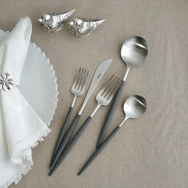 Goa Cutlery Set, 5 Pieces by Cutipol - Matte, Grey - GO.5-GR - Orpheu Decor