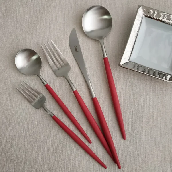 Goa Cutlery Set, 5 Pieces by Cutipol - Matte, Red - GO.5-R - Orpheu Decor
