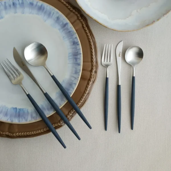 Goa Cutlery Set, 60 Pieces by Cutipol - Matte, Blue - GO.60-BLE - Orpheu Decor