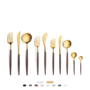 Goa Cutlery Set, 60 Pieces by Cutipol - Matte Gold, Brown