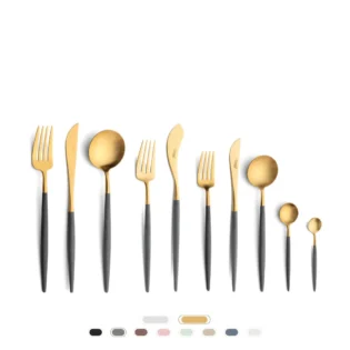 Faqueiro Goa, 60 Peças by Cutipol - Dourado Escovado, Cinza
