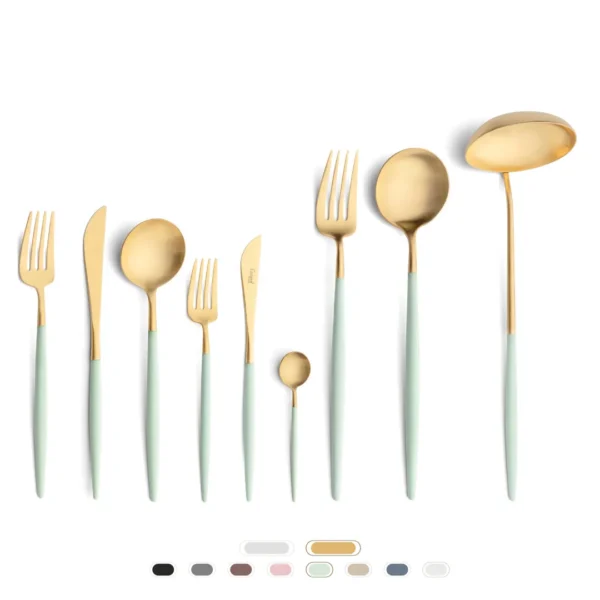 Faqueiro Goa, 75 Peças by Cutipol - Dourado Escovado, Celadon