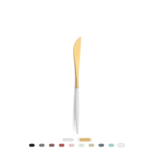 Couteau de Table Goa by Cutipol - Doré brossé, Blanc