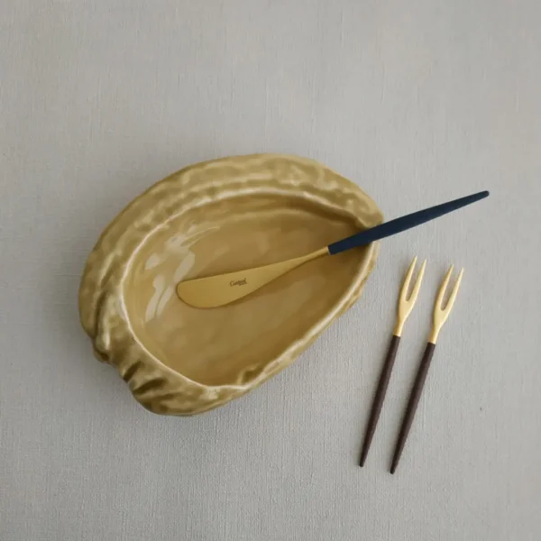 Fourchette Japonaise Goa by Cutipol - Doré brossé, Marron - GO.36-BGB - Orpheu Decor