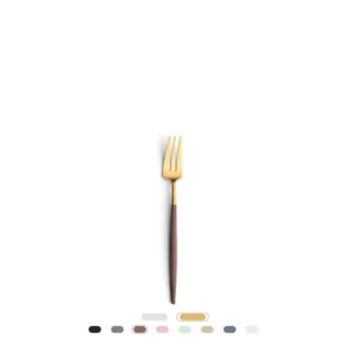 Goa Pastry Fork by Cutipol - Matte Gold, Brown