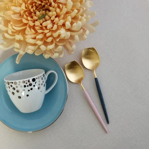 Goa Sugar Spoon by Cutipol - Matte Gold, Pink & Blue - Orpheu Decor
