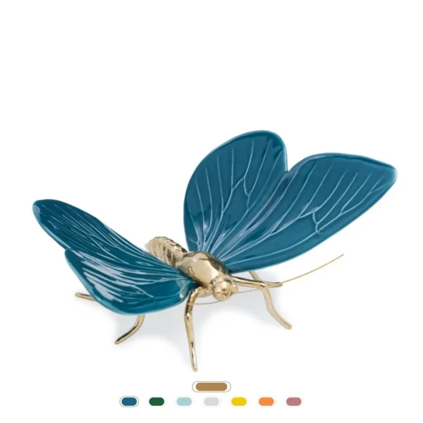 Figura Mariposa, 23 cm by Laboratório D’Estórias - Natural Brass, Dark Blue