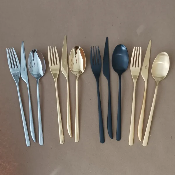 Icon Cutlery Set, 24 Pieces by Cutipol - Polished Steel, Gold, Matte Gold, Matte Black - Orpheu Decor