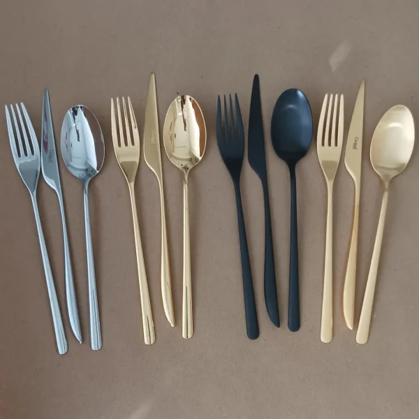 Icon Cutlery Set, 5 Pieces by Cutipol - Polished Steel, Gold, Matte Gold, Matte Black - Orpheu Decor
