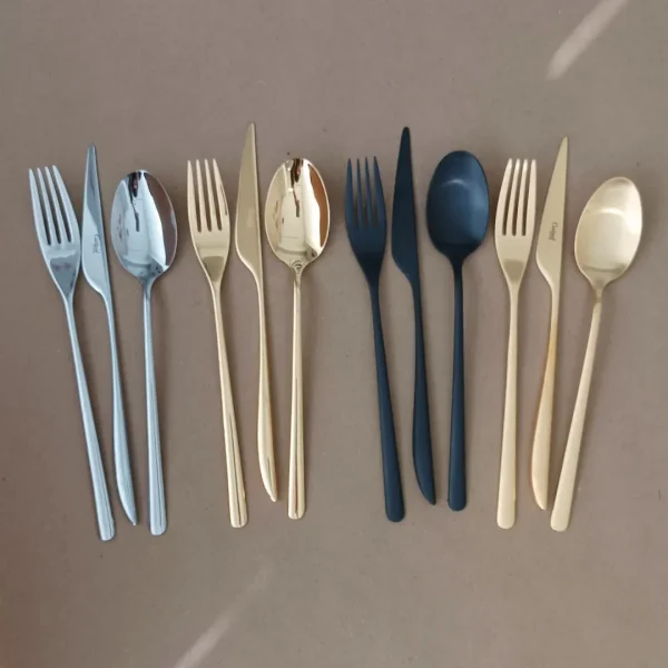 Icon Cutlery Set, 60 Pieces by Cutipol - Polished Steel, Gold, Matte Gold & Matte Black - Orpheu Decor