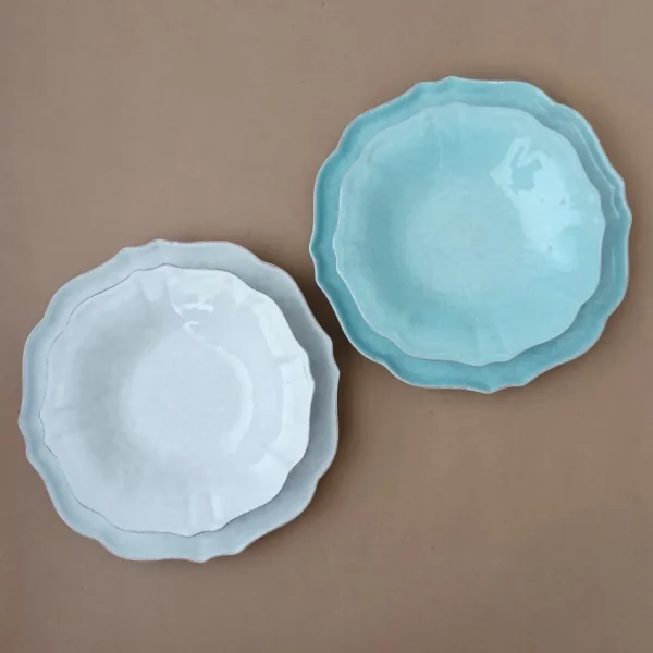 Impressions Soup/Pasta Plate, 24 cm by Casafina - White & Robins Egg Blue