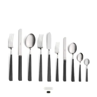Kube Cutlery Set, 60 Pieces by Cutipol - Matte, Black