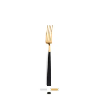 Kube Dinner Fork by Cutipol - Matte Gold, Black