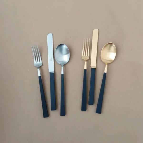 Kube Table Spoon by Cutipol - Matte & Matte Gold, Black - Orpheu Decor